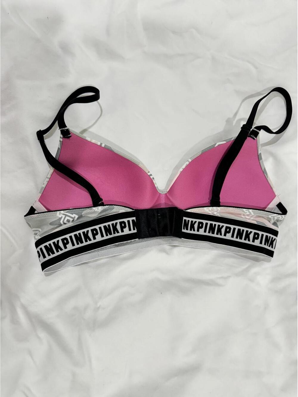 PINK Victoria's Secret Wear Everywhere Wireless Bra 34A Pink Camo Lightly Lined - Picture 3 of 5